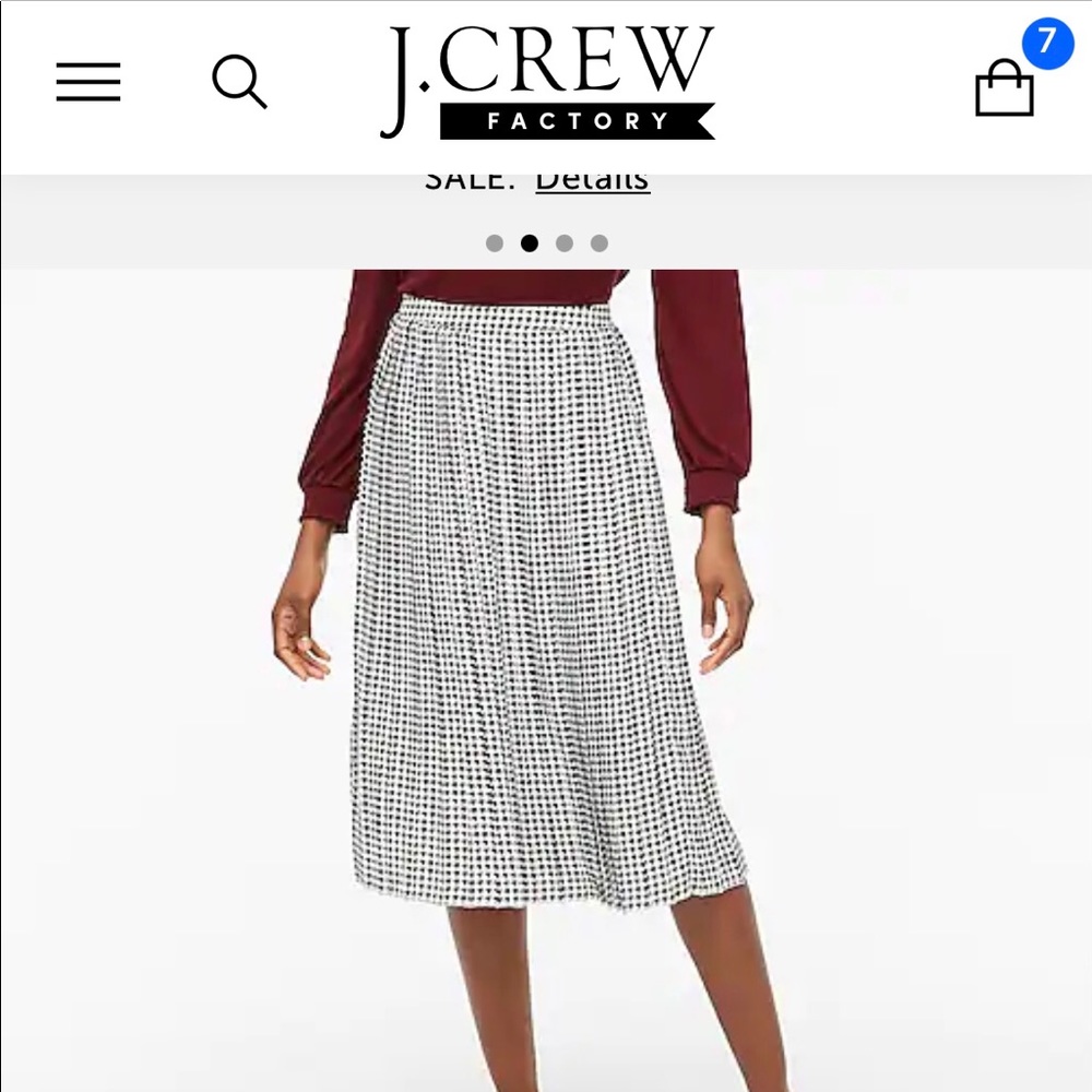 Jcrew size 22 pleated houndstooth skirt